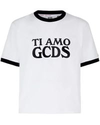 Gcds - Cropped T-Shirt With Embroidered Logo - Lyst