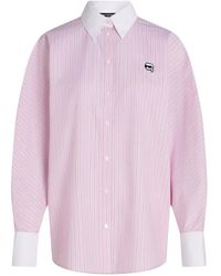 KARL LAGERFELD - Contrast-Collar Ikon Stripe Shirt - Lyst