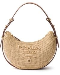 Prada - Neutral Arqué Woven Shoulder Bag - Lyst