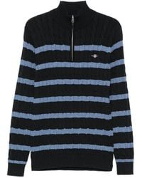 GANT - Gestreifter Pullover Mit Zopfmuster - Lyst