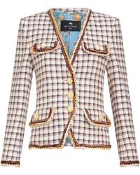 Etro - Multicolour Checked Tweed Blazer - Lyst