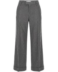 Brunello Cucinelli - Pressed-Crease Turn-Up Trousers - Lyst
