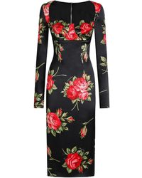 Dolce & Gabbana - Rose Bouquet-Print Sheath Dress - Lyst