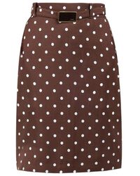 ROWEN ROSE - Midi-Rok Met Stippen En Ceintuur - Lyst