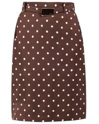 ROWEN ROSE - Polka-Dots Belted Midi Skirt - Lyst