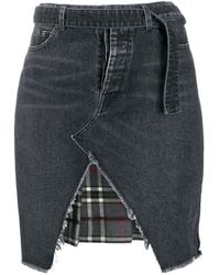 Unravel Project - Denim And Plaid Asymmetric Skirt - Lyst