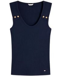 Tommy Hilfiger - Tone Button Ribbed Tank Top - Lyst