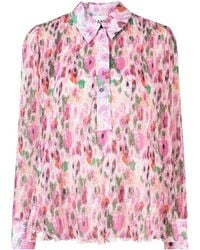 Ganni - Camisa con estampado floral - Lyst