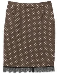 Franchise - Laya Polka-Dot Lace-Trim Midi Skirt - Lyst