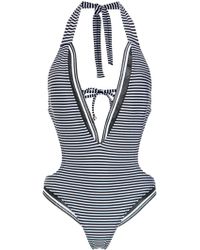 Amir Slama Striped swimsuit - Nero