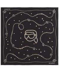 KARL LAGERFELD - Ikonik Pearl-Print Silk Scarf - Lyst