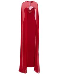 V:PM ATELIER - Sindel Velvet-Panel Cape Maxi Dress - Lyst