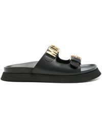 Moschino - Logo-lettering Buckle Slides - Lyst