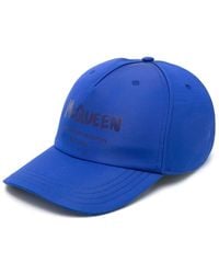 Alexander McQueen - Cappello Da Baseball McQueen Graffiti Blu Royal e Nero - Lyst