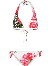 Dolce & Gabbana - Floral-print Triangle Bikini Set - Lyst
