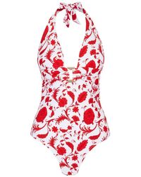 Heidi Klein - Bañador Evia Con Estampado Floral Y Cuello Halter - Lyst