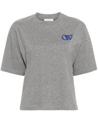 Off-White c/o Virgil Abloh - T-shirt en coton à logo brodé - Lyst