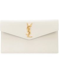Saint Laurent - Uptown Grained Leather Envelope Pouch - Lyst