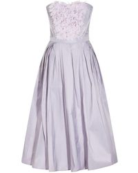 Elisabetta Franchi - Floral-Appliqué Strapless Midi Dress - Lyst