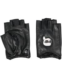 KARL LAGERFELD - Ikonik Leather Fingerless Gloves - Lyst