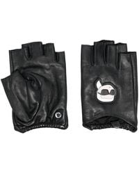 Karl Lagerfeld - Ikonik Leren Vingerloze Handschoenen - Lyst