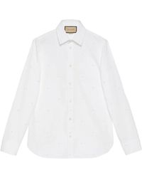 Gucci - Interlocking G Logo-Print Cotton Shirt - Lyst