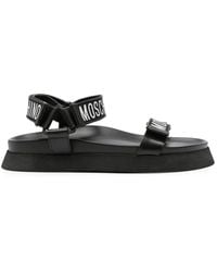 Moschino - Logo-Embroidered Touch-Strap Sandals - Lyst