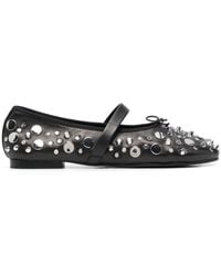 Maje - Studded Leather Ballerina Shoes - Lyst
