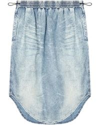DIESEL - Gonna Midi De-Ashley-S Con Vita Elasticizzata E Orlo Curvo - Lyst