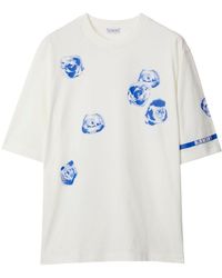 Burberry - T-shirt en coton à imprimé Rose - Lyst