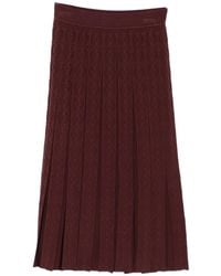 Tory Burch - Logo-Monogram Pleated Midi Skirt - Lyst