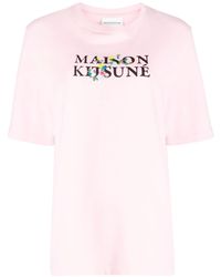 Maison Kitsuné - Logo-Print Cotton T-Shirt - Lyst