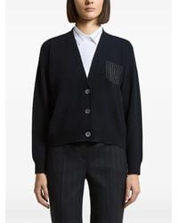 Peserico - Cardigan Orné De Perles À Col V - Lyst