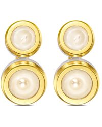 Tasaki - 18kt Yellow Gold M/g Sliced Bezel Pearl Stud Earrings - Lyst