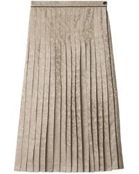 Burberry - Falda Midi Sunflower De Seda Con Pliegues - Lyst