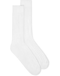 Versace - Embroidered-Logo Ribbed Socks - Lyst