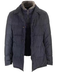 Al Duca d'Aosta - Shearling-Collar Suede-Panel Padded Jacket - Lyst