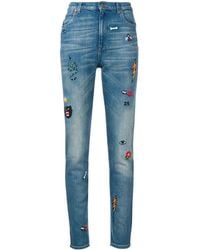 Gucci Jean skinny à broderies - Bleu