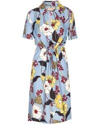 Marni - Floral-print V-neck Dress - Lyst