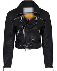 DSquared² - Cropped leather biker jacket - Lyst