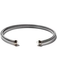 David Yurman 18kt Yellow Gold Accented Sterling Silver Cable Cuff Bracelet - Multicolour