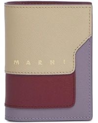 Marni - Taupe, Ruby And Saffiano-Leather Bifold Wallet - Lyst