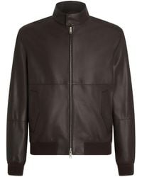 ZEGNA - レザー ボンバージャケット - Lyst