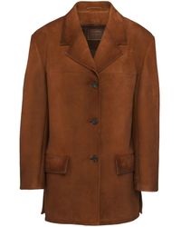 Prada - Single-Breasted Suede Jacket - Lyst
