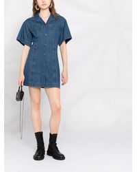 diesel denim shirt dress with skirt overlay in Blue Size:extra x2 small (xxs) Strappy Frill Edge Detail LIVE 05/27/2026 MC Lyst Ribbed stretch