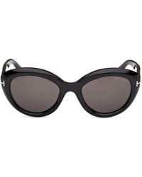 Tom Ford - Round-Frame T-Logo Sunglasses - Lyst
