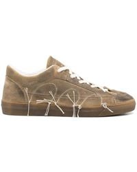 Santha - Destroyed Taupe Embroidered Sneakers - Lyst