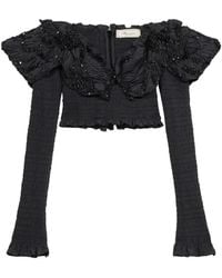 Blumarine - Ruffled Embellished Blouse - Lyst