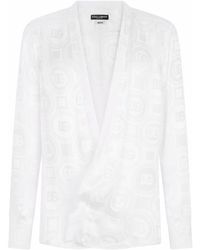 Dolce & Gabbana - Zijden Overhemd Met Logo Jacquard - Lyst