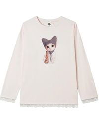 B+ AB - Lace-Trim Graphic-Print T-Shirt - Lyst